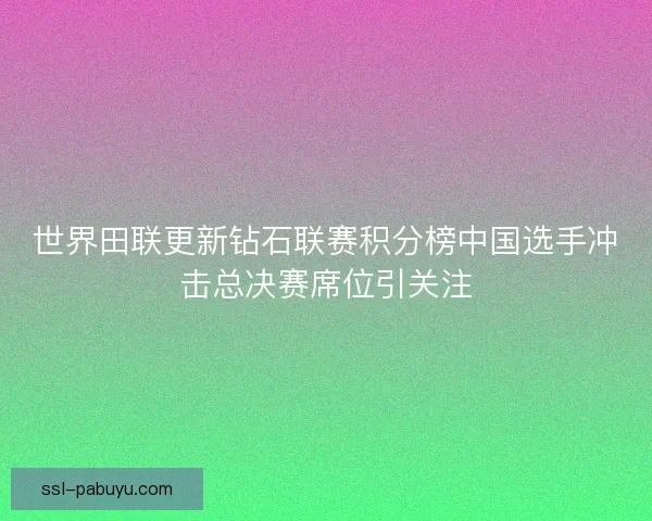 世界田联更新钻石联赛积分榜中国选手冲击总决赛席位引关注
